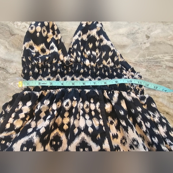 Xhilaration Black Beige Ikat Halter Romper – Size M Boho Festival Summer - Picture 10 of 11